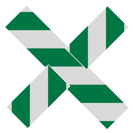 Superior Mark Floor Markings, Xs, 4in, Green/White Hazard Stripe IN-40-653